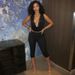 Women's Solid Color Sexy Hollowed out Halter Neck Top And Capri Pants Set European American Style Cross Border J25ST484_ecoleips.com