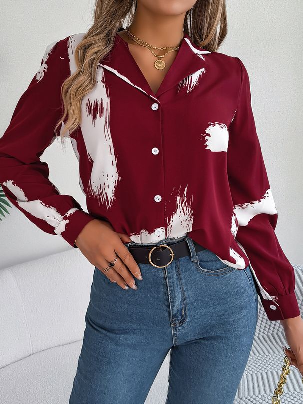 Instagram-style Real Shot Of Spring/summer European And American Style Color-blocked Striped Long-sleeve Shirt With A_ecoleips.com