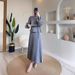 2025 Spring New Women's Muslim Solid Color Elegant And Generous Skirt Set With Ties_ecoleips.com