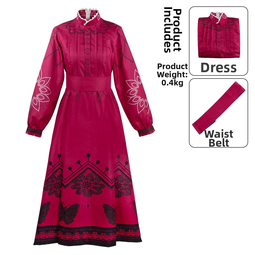 Mirabey's Grandma Full House Of Magic Cosplay Costume Set Red Dress Women's Anime Fashion Muslim Clothing In Stock_ecoleips.com