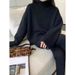 Lazy Style Turtleneck Solid Color Sweater For Women's Autumn And Winter Korean Simple Soft Waxy With Women's Bottom Knit_ecoleips.com