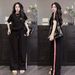 Women's Summer Casual Fashion Two Piece Set Cartoon Puppy Print Short Sleeved Top Wide Leg Pants Side Striped Wide Leg Pants_ecoleips.com