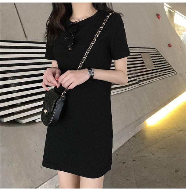 Summer Korean Style mid Length Dress for Women Solid Color One Piece Foreign Trade Clothing New 2026_ecoleips.com