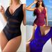 Black Mesh Panel One-Piece Swimsuit For Women – Sexy Cutout Monokini With Removable Padding (S-XXL)_ecoleips.com