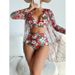 Women's European American Style Swimsuit 2025 Two Piece Long Sleeve Cover up Sexy Printed Bikini Three Piece Swimsuit_ecoleips.com