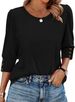 K Solid Color Printed Temperament Bubble Mid-sleeve With Button Round Neck T-shirt_ecoleips.com