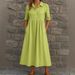 Women's Clothing Casual Short Sleeve Pocket Long Cardigan Multicolor Shirt Dress_ecoleips.com