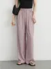 CHIC VEN Korean Women Pants High Waisted Loose Solid Textured Elastic Waist Wide Leg Casual Trousers For Woman Sport Summer 2026_ecoleips.com