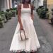 White Camisole Summer Long Dress Casual Off Shoulder Pocket Slim Fit Dress Elegant Tassel Patchwork High Waisted Party Dresses_ecoleips.com