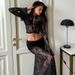 European And American Cross-Border New Lace See-Through Two-Piece Sexy Hot Girl Fashion Versatile Tie High Waist Long_ecoleips.com