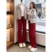 Women's Casual Wide Leg Trousers Hooded Cardigan Two Piece Set Long Sleeved Top Youthful Autumn Wear_ecoleips.com