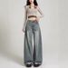 Vintage Korean Wide-Leg Jeans Women, Autumn New Loose Fit For Pear-Shaped Body, BF Lazy Style Plus Size Long Pants_ecoleips.com