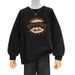 Women's Korean Style round Neck Fleece Lined Thickened Sweatshirt Autumn Winter Loose Letter Long Sleeve Top_ecoleips.com