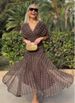 Cross-border 2025 European American Spring/Summer New Bohemian Style V-neck Mesh Oversized Skirt With Long Sleeves And_ecoleips.com