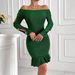 Women's Clothing Slim Hip Skirt Long Sleeve One Shoulder Sexy Dress Short Skirt_ecoleips.com