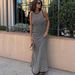 2023 Striped Knit Sleeveless Hollowed Out Beach Bohemian Casual Long Dress For Women_ecoleips.com