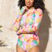 Aria Basics 2025 New European And American Foreign Trade Long Sleeve Surfing Women's One-Piece Printed Swimsuit Zipper Diving Suit_ecoleips.com