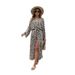 Bohemian Beach Cover-Up – Long Sleeve Flowy Kimono With Allover Print (One Size, Black/Green/Pink/Geometric)_ecoleips.com