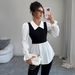 Cross-border European American Elegant Minimalist Style Two-piece Shirt Vest Top Women's Clothing 2025 Autumn And_ecoleips.com