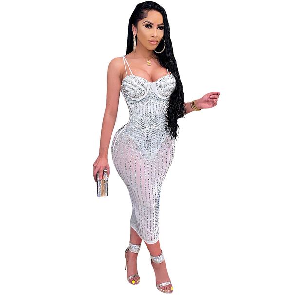 Women's Mesh Sequin Party Dress – Sexy Sheer Sleeveless Bodycon Dress For Nightclub & Evening Events_ecoleips.com