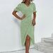 New European And American Cross-border Foreign Trade Women's Clothing: Puff Sleeve, Irregular Hem, V-neck, Casual_ecoleips.com