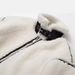 Women’s Faux Shearling Biker Jacket – French-Inspired Oversized Coat With Stand Collar (Beige)_ecoleips.com