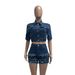 Women's Stylish Denim Two-Piece Set Boho Chic Outfit with Fringe Detail Cropped Fit Distressed Comfortable And Breathable_ecoleips.com