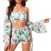 Verve 2025 Women's Swimsuit Four-Piece Set High Waist Long Sleeve With Boyshorts Bikini Outfit_ecoleips.com