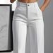 Elegant High-Waisted Straight-Leg Trousers For Women - Office Chic Wide-Leg Dress Pants In White, Black & Wine Red_ecoleips.com