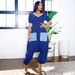 Women's Clothing Casual Commuting V Neck Denim Stitching Contrast Color Loose Elastic Jumpsuit_ecoleips.com