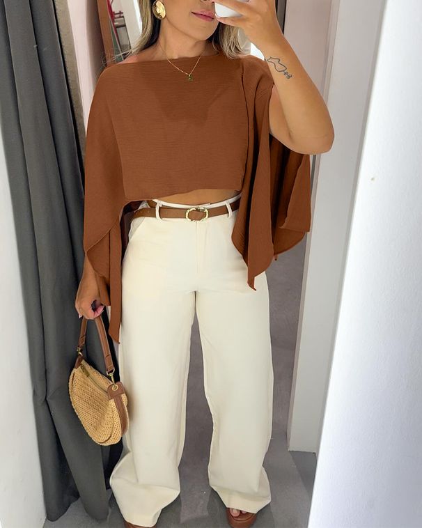 Women's Clothing Split Sleeves Multiple Wearing Methods Commuting Casual Top_ecoleips.com