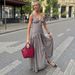 Cross-Border Women's Fashion French Plaid Print Slit Skirt Waist-Cinching Sexy Backless European And American Style_ecoleips.com