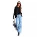 2023 Summer New European And American Washed High-Waisted Denim Fashion Casual Tassel Pants For Women Slimming_ecoleips.com
