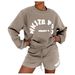 Trendy Streetwear Letter Print Hoodie & Jogger Sweatsuit Set For Women - Soft Fleece Loungewear (Black/White/Khaki/Green/Pink/Blue, S/M/L/Xl)_ecoleips.com