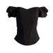European And American Street Style French Short Sleeve Fishbone Waist Cincher Chest Pad Tube Off-Shoulder Slim Fit Vest_ecoleips.com