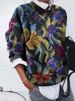 #9298 European And American Cross-border Wish Foreign Trade Women's Fashion Floral Print Loose Long-sleeve Top_ecoleips.com
