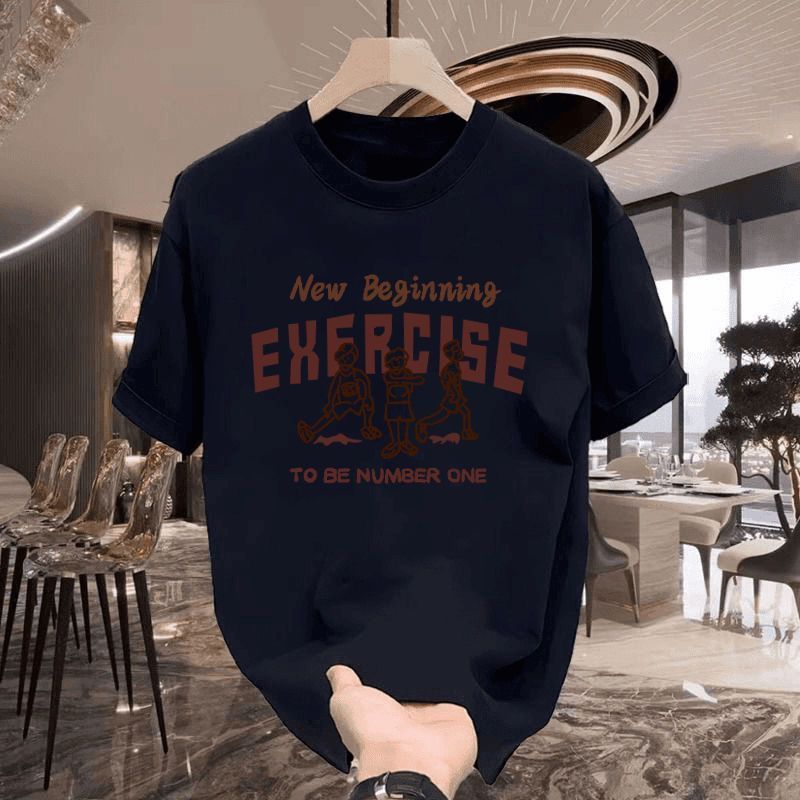Men's Heavyweight Cool Trendy Casual Sporty Versatile Summer T-Shirts American Style Short Sleeves_ecoleips.com