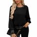 Women's Long-Sleeve Round Neck Knit T-Shirt – Minimalist & Versatile (Black/White/Bluish/Beige/Navy/Red/Pink, S-2XL)_ecoleips.com