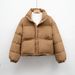 New Solid Color Simple Loose Stand-up Collar Dopamine Down Jacket Women's Winter Korean Version Warm Bread Jacket_ecoleips.com