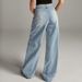 Women's Clothing 90s Vintage Low-Rise Baggy Jeans – Relaxed Fit Wide-Leg Denim Pants For Women (Light Blue)_ecoleips.com