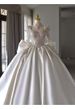 Women's Clothing Elegant French Satin Wedding Dress With Vintage Embroidery – Princess Ball Gown With Long Train & Deep V-Neck For Bride_ecoleips.com