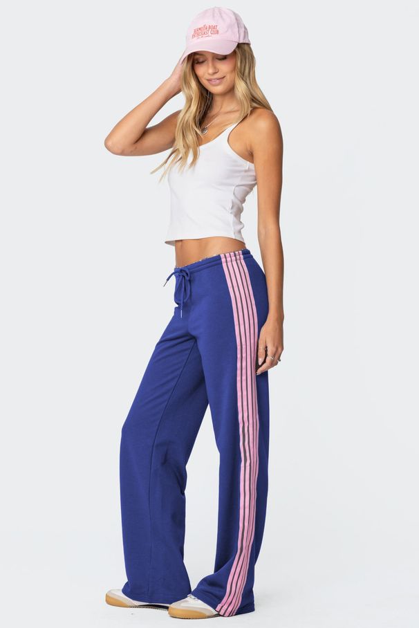 Women's Clothing Side Striped Straight Sports Casual Pants For Women Spring And Autumn New Retro Loose Wide Leg Drape Pants_ecoleips.com