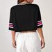 Sexy V Neck Top for Women Loose Fitting Short Sleeved Number 98 Print Color Blocking American Style Trendy Clothing_ecoleips.com