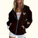 Women's Long Sleeved Zip Up Sweatshirt Cardigan Heart Print 5046 Design Comfortable Casual Hoodie_ecoleips.com