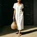 Women's Casual Fashion V Neck Dress Spring Summer Independent Website Cross Border Beach Vacation Dress_ecoleips.com