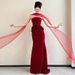 Luxury Strapless Red Mermaid Evening Gown For Brides Unique High-End Women's Party Wear For Wedding Receptions Engagement Parties And Banquets_ecoleips.com