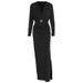 Fashion Elegant Deep V Neck Long Sleeve Autumn Dress With Decorative Belt For Women Sophisticated Fall Cocktail Party Dress_ecoleips.com