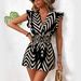 Women's Floral Print V-Neck Jumpsuit - Elegant Sleeveless Romper With Adjustable Waist (Blue, Black, Red)_ecoleips.com