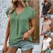 Women's Clothing Solid Color Twist Button Fashion Short Sleeve T-Shirt_ecoleips.com