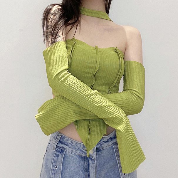 Aria Basics Aria Basics Cross-border 2022 European And American Style Autumn New Women's Clothing, Solid Color Slim-fit Cropped Fashionable_ecoleips.com